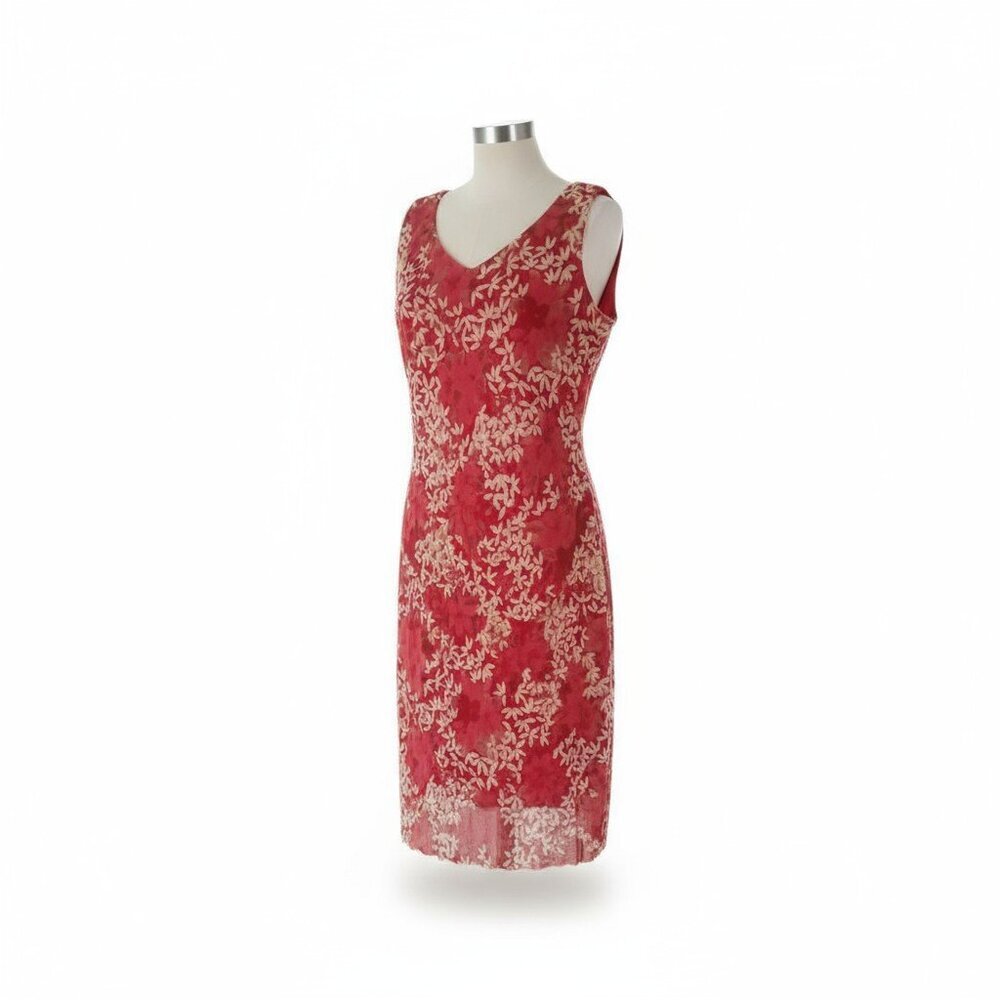 Believe Red Floral Sleeveless Sheath Dress Size 12